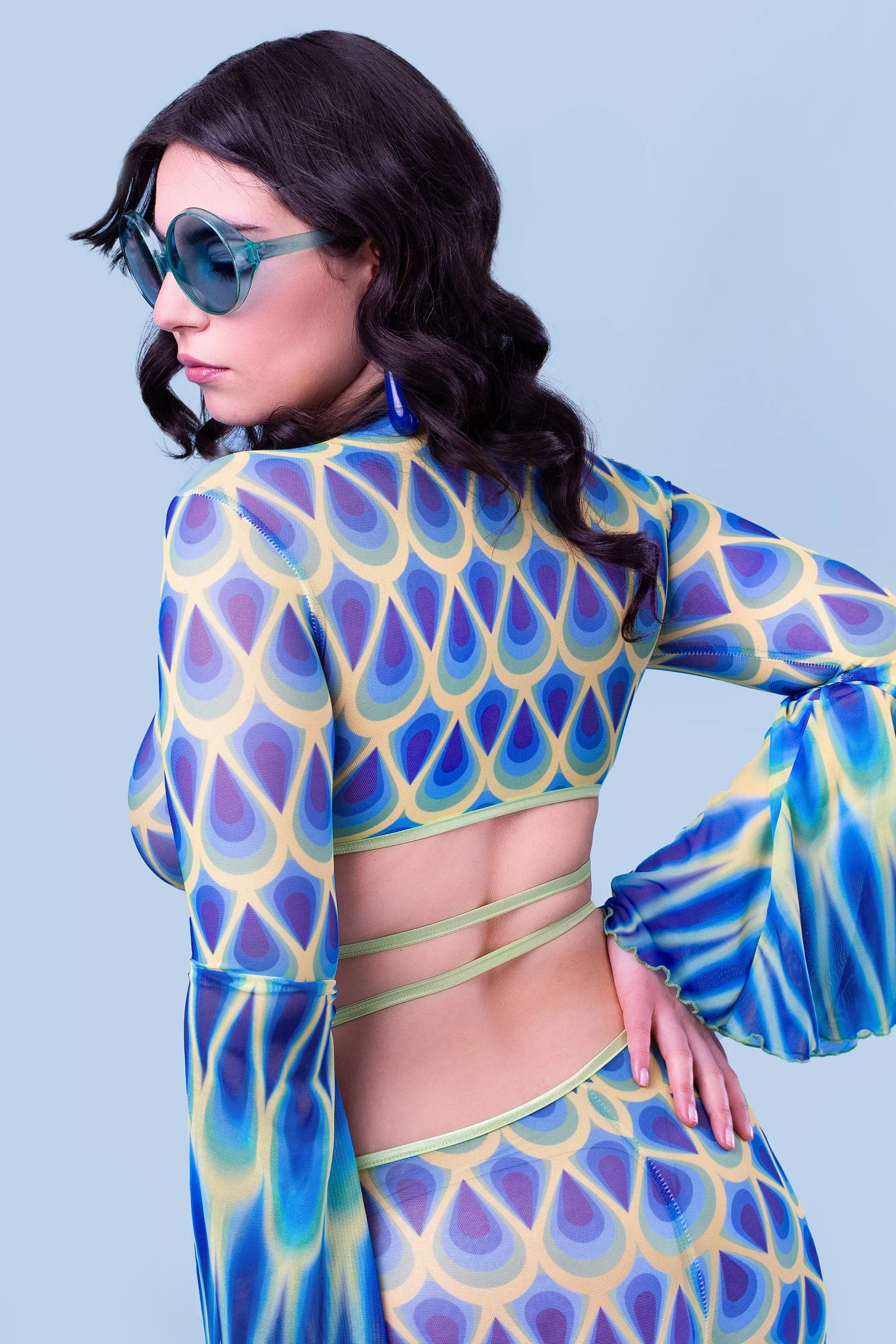 Age of Aquarius Mesh Wrap Crop Top