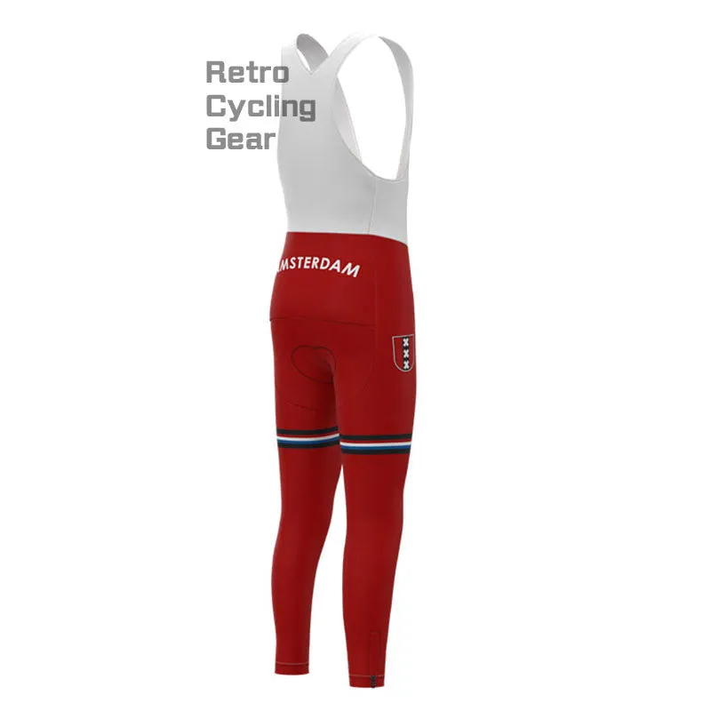 Amsterdam Red Fleece Retro Cycling Pants