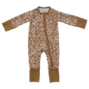 Bamboo Zipper Pajama - Gingerbread