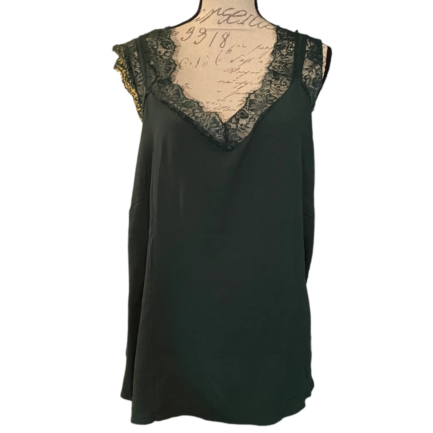 Bloomchic Green Lace Camisole Cami Tank Top Size 22/24