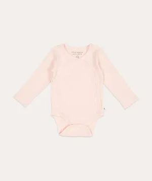 Bodysuit Wrap Long Sleeves Rib - Pink