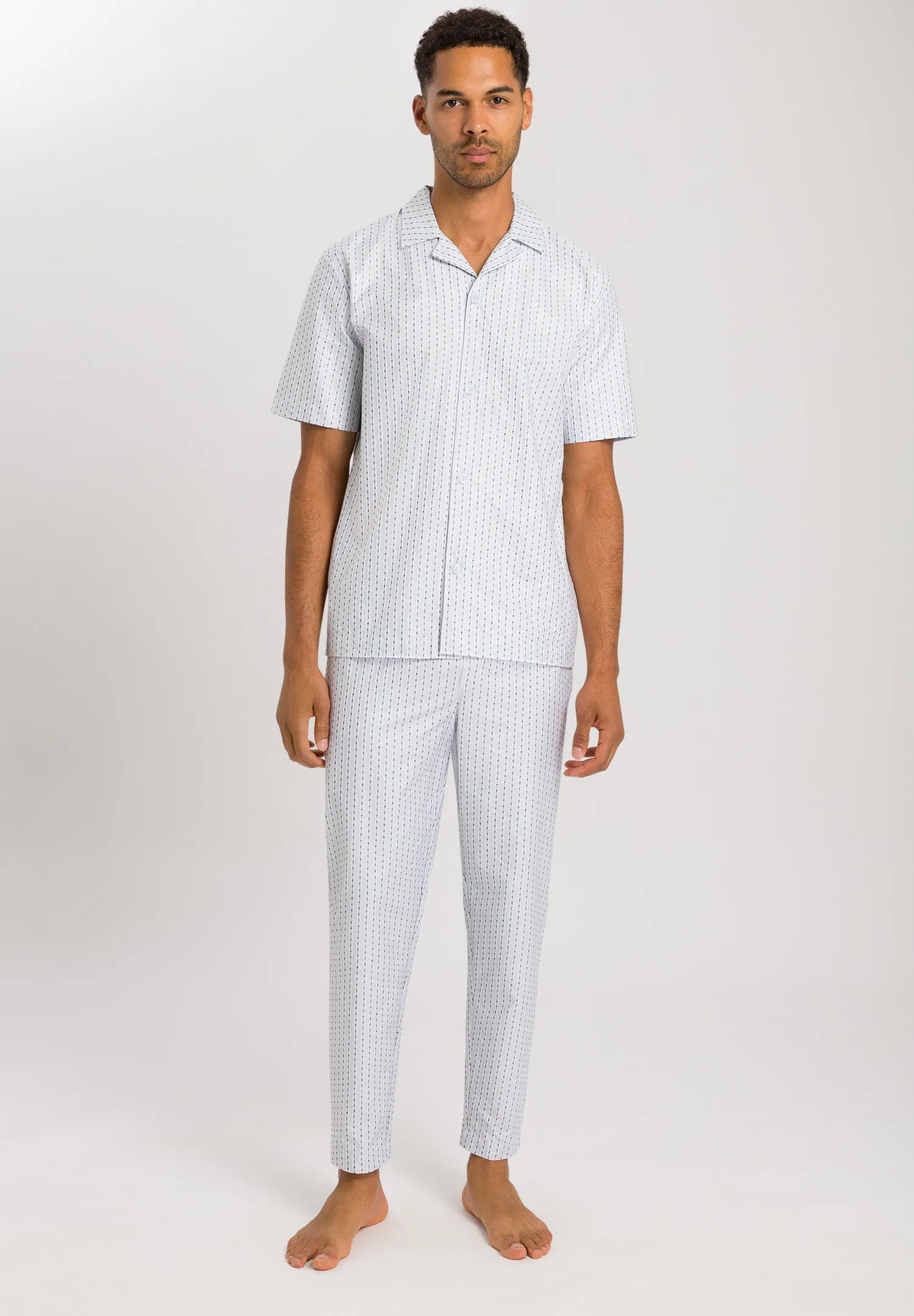 Carl Button Front Cotton Pajama Set | Hanro Stripe 75766-2874