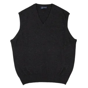 Charcoal Blenheim Cashmere Sleeveless V-Neck Sweater