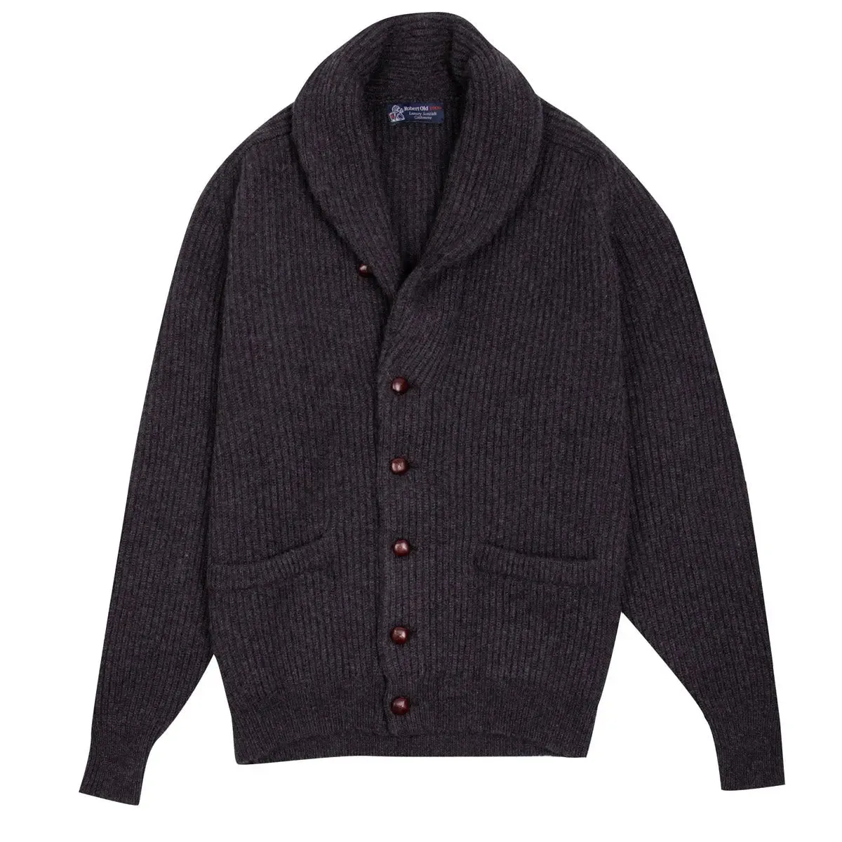 Charcoal Colonial 8ply Cashmere Shawl Cardigan