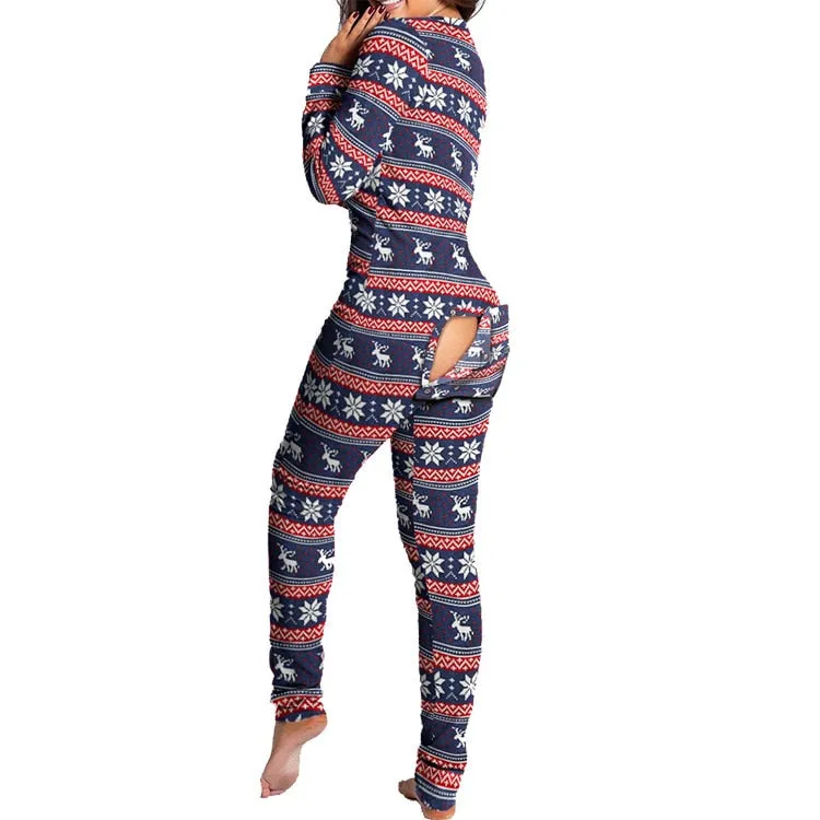 Christmas Pajamas Matching Family Pyjamas Fashion  Pajamas for Women Buttoned Flap Adults Loungewear Novelty Design Lounge Wear Home Clothes