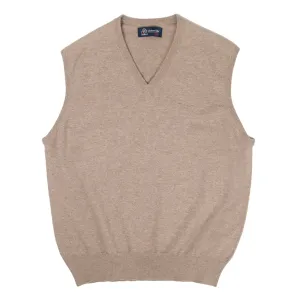 Dark Natural Blenheim Cashmere Sleeveless V-Neck Sweater