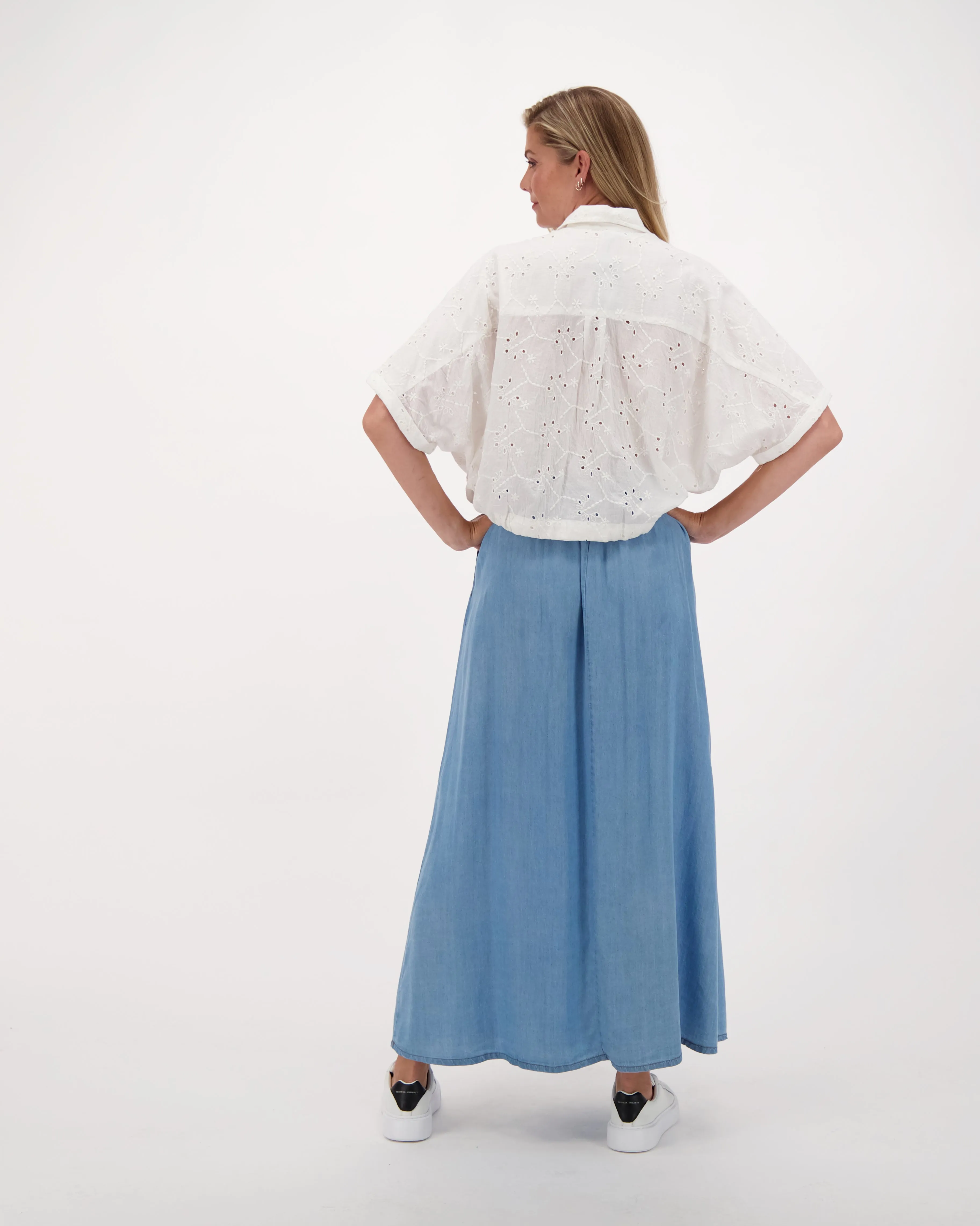 Denim Long Flare Skirt