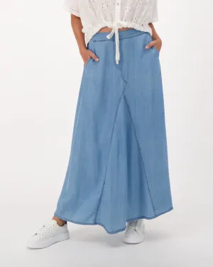 Denim Long Flare Skirt