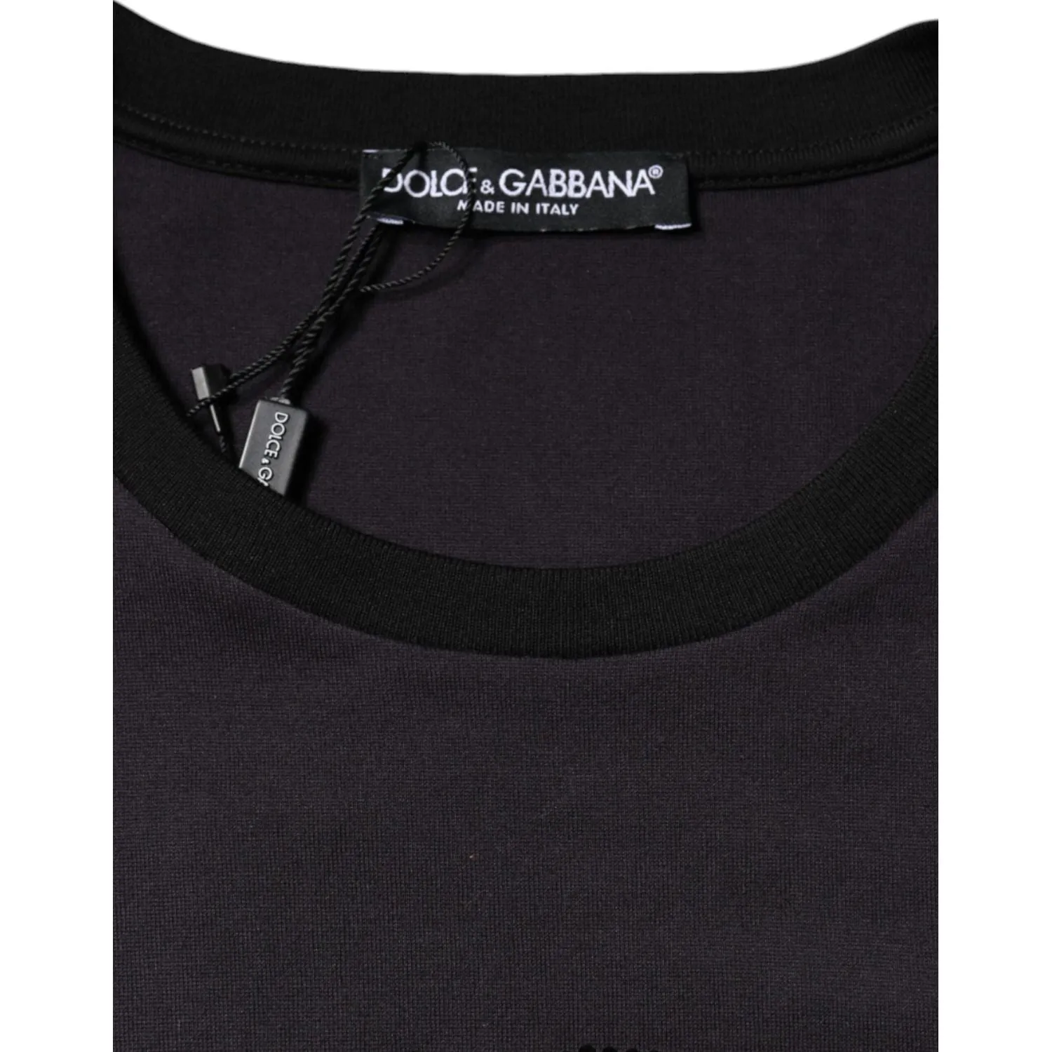 Dolce & Gabbana Black Cotton Logo Print Round Neck T-shirt