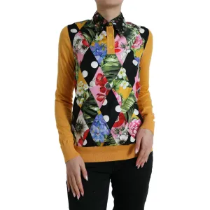 Dolce & Gabbana Elegant Patchwork Henley Silk Blend Sweater