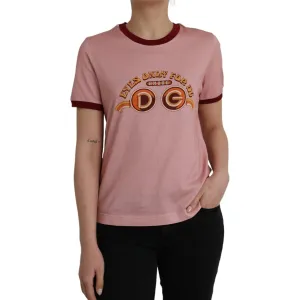 Dolce & Gabbana Pink Cotton Short Sleeves Crew Neck T-shirt