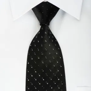 Elegance Black Necktie Black Rhinestones On Solid Black With Silver Sparkles