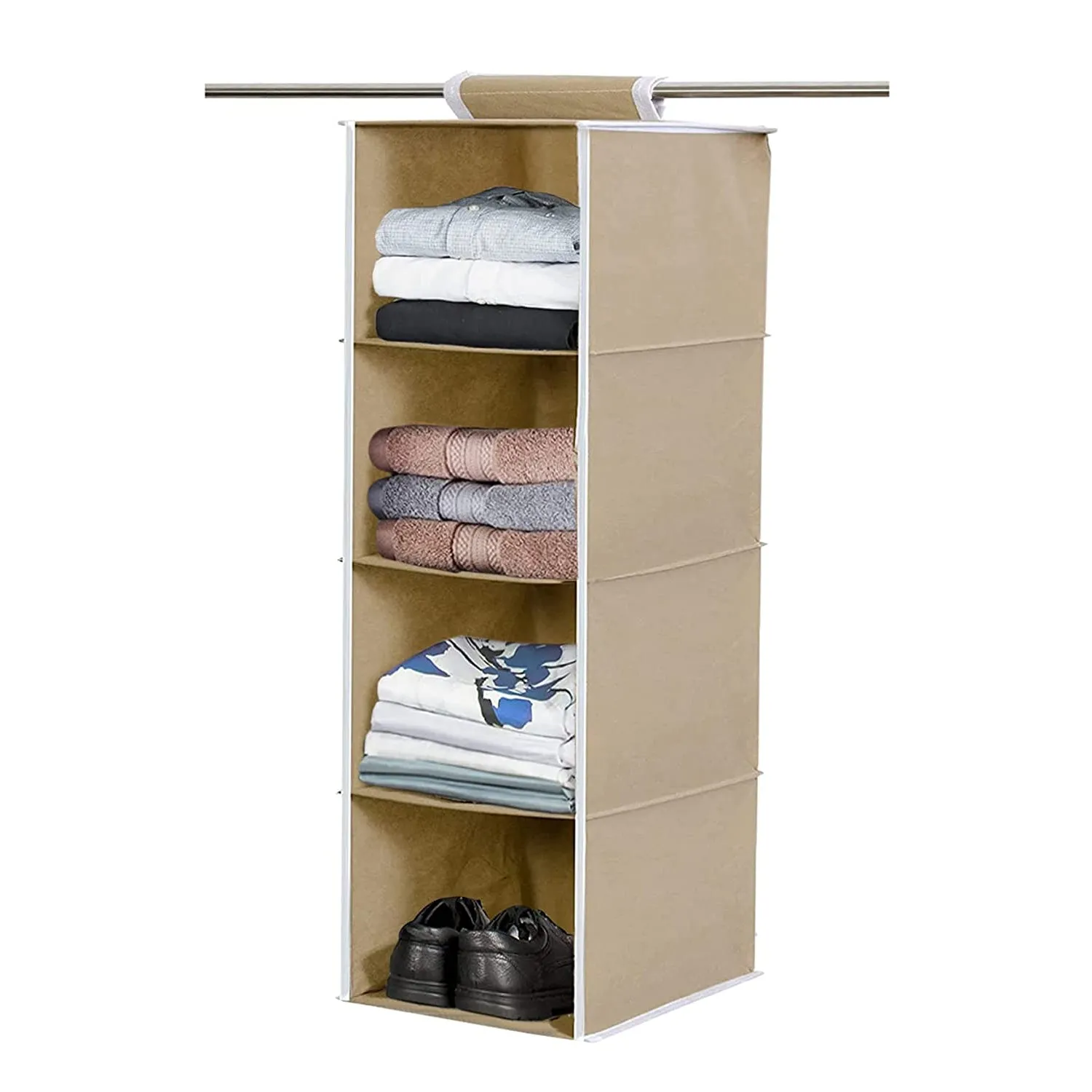 Fabric Hanging 4-Shelf Closet Cloth Organizer