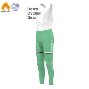 Green PEUGEOT Fleece Retro Cycling Bib Pants