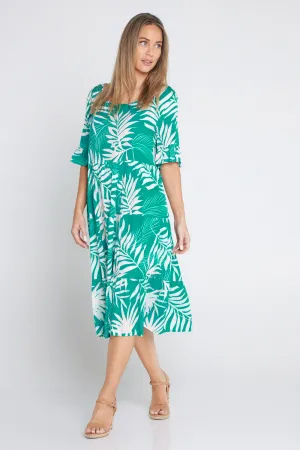 Jackson Dress - Aqua/White Palms