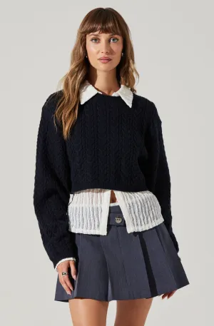 Jorah Cropped Cable Knit Sweater