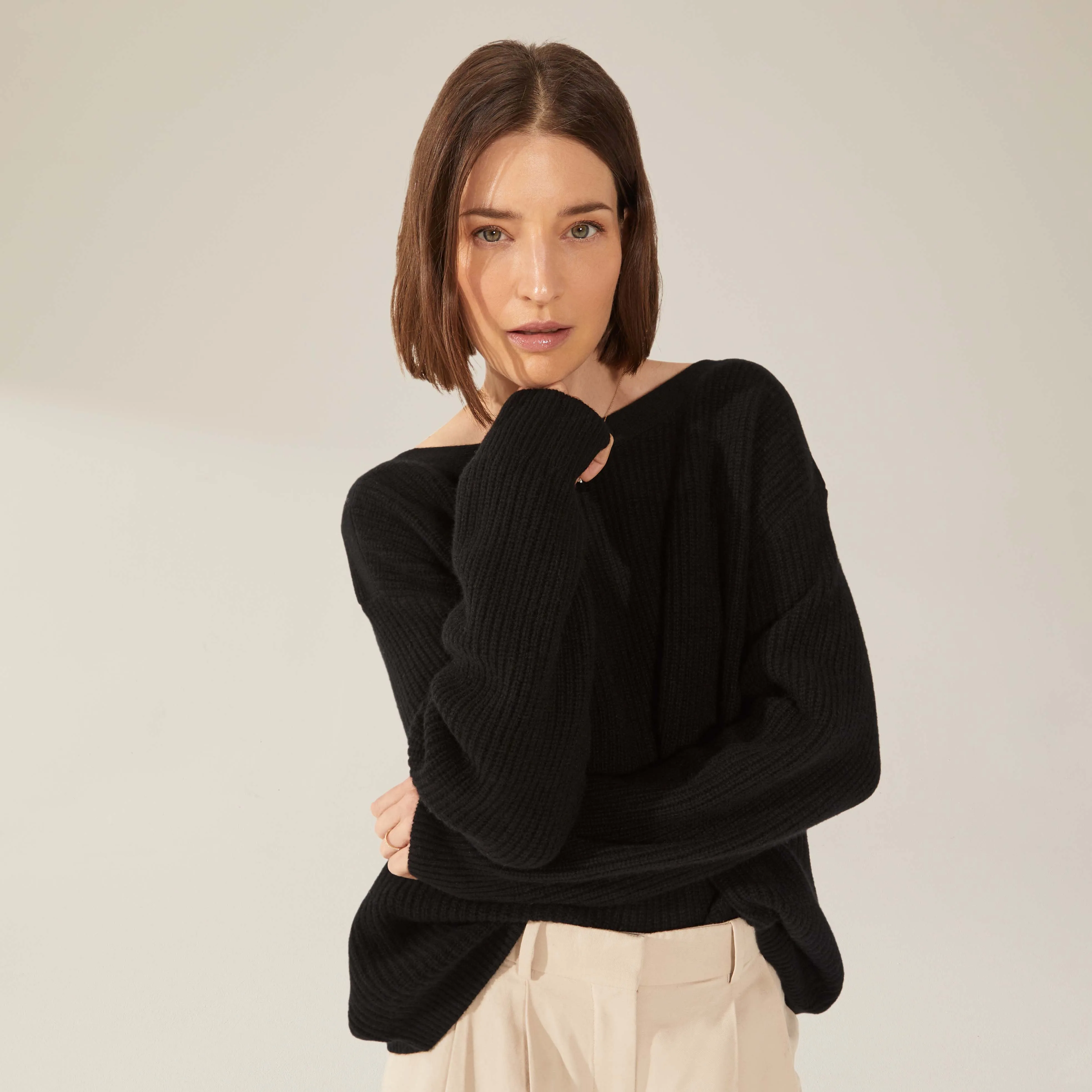 Lila Chunky Cashmere Boatneck