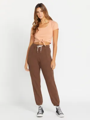 Lived in Lounge Elastic Waist Fleece Pants - Chocolate