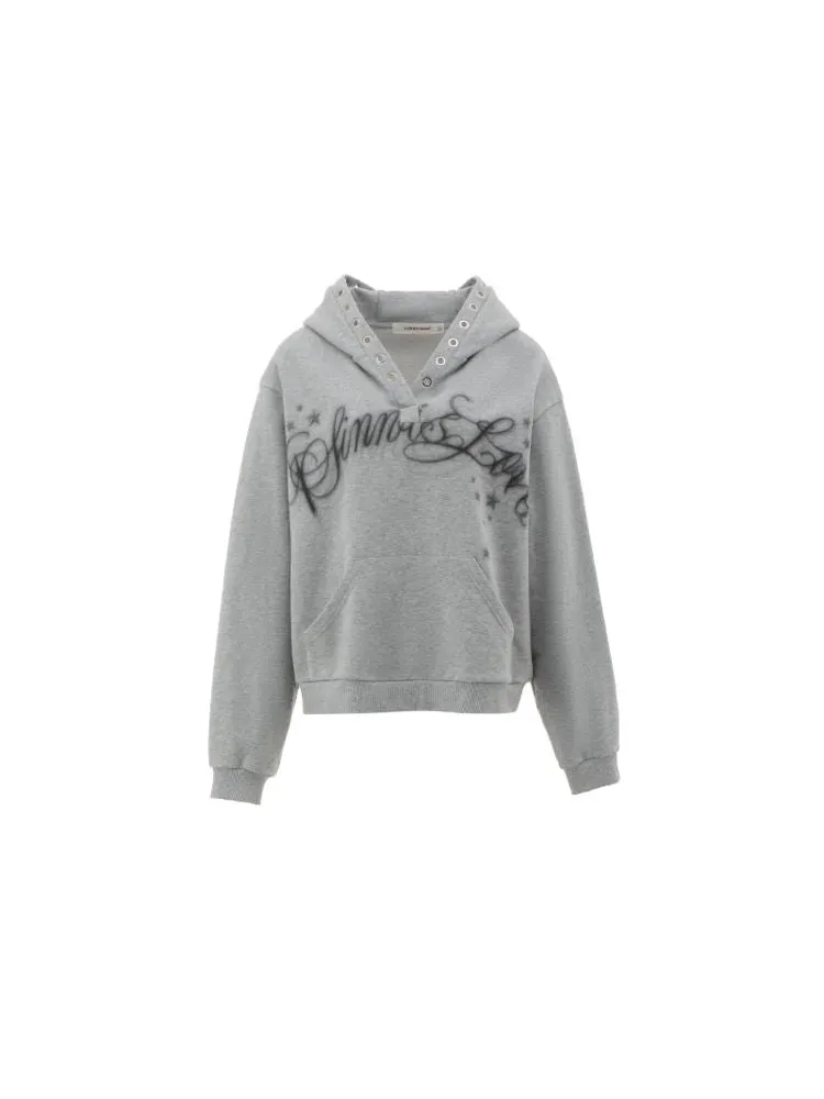 Loose Hooded Air Eye Print Sweatshirt【s0000009868】