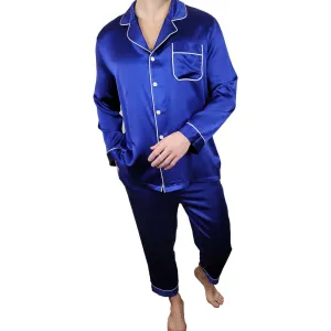 Men's Midnight Blue Silk Pajama Set