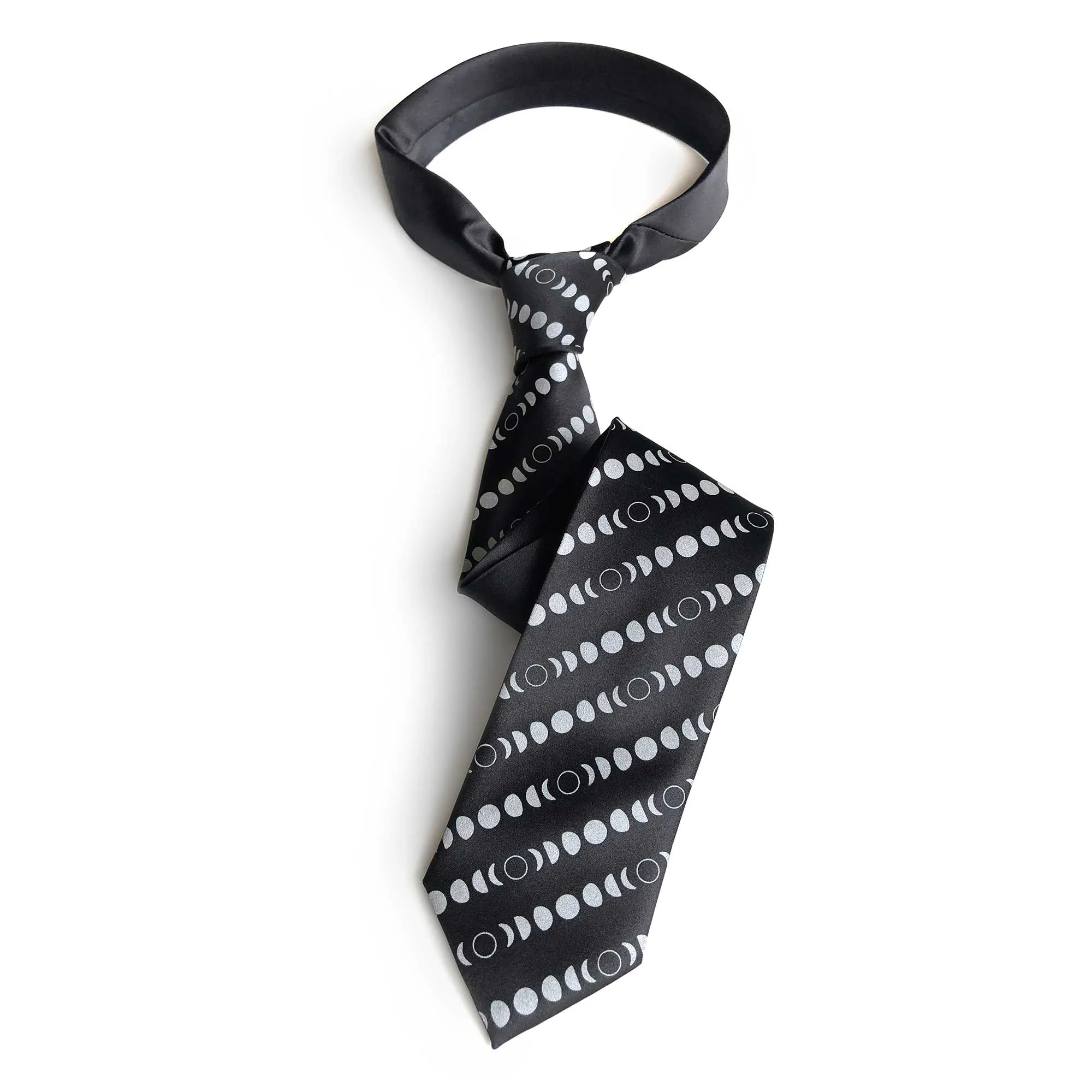 Moon Phases Necktie, Lunar Calendar Print Tie