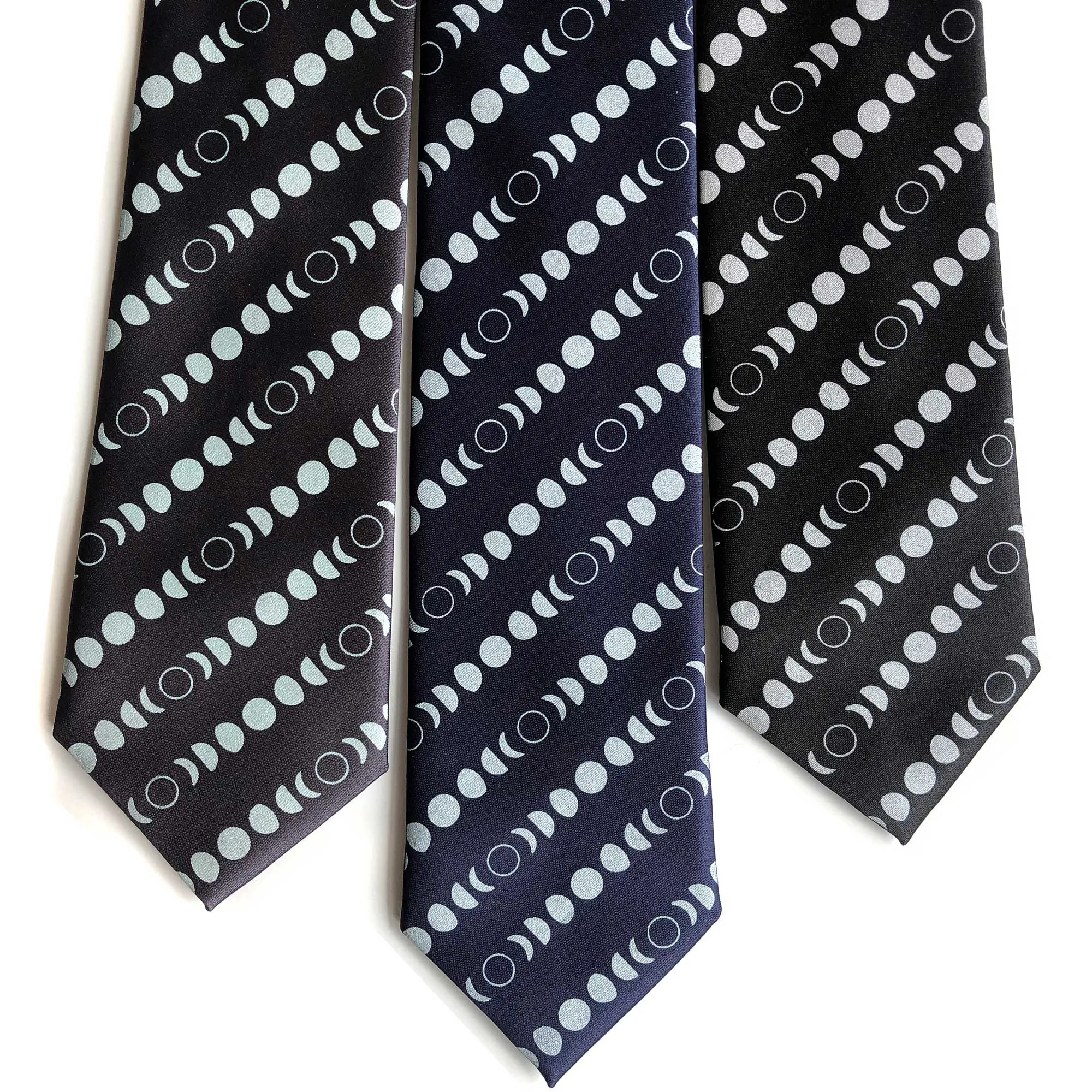 Moon Phases Necktie, Lunar Calendar Print Tie