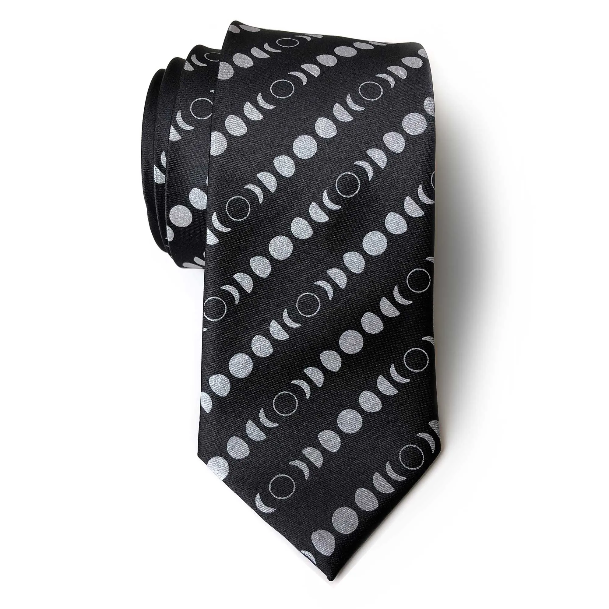 Moon Phases Necktie, Lunar Calendar Print Tie