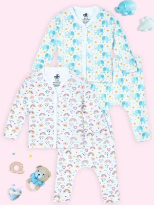 Newborn and Infant Pajama Set Combo of 2: Elephantastic-Rainbow Land