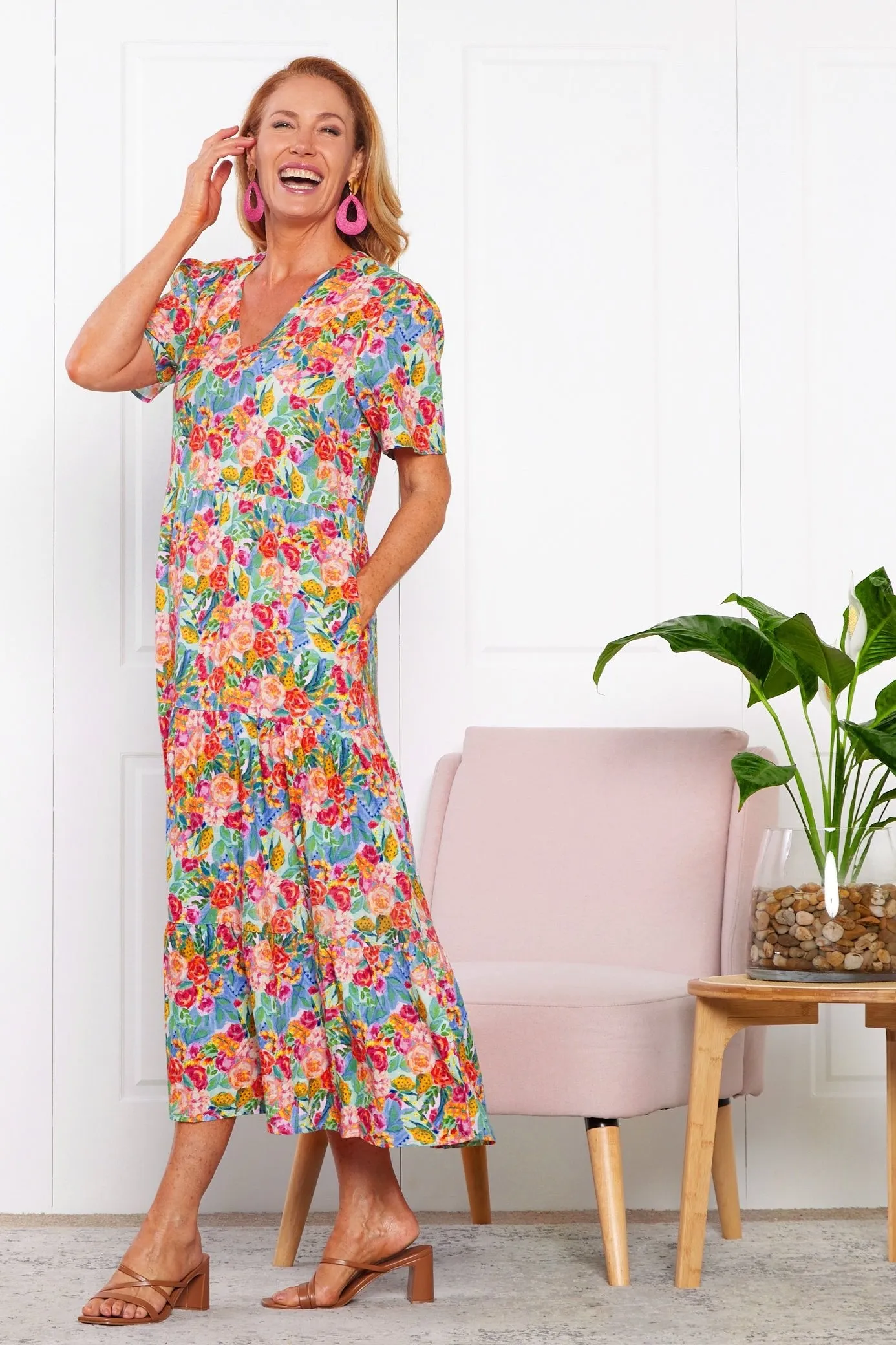 Patrice Cotton & Linen Dress - Bright Floral