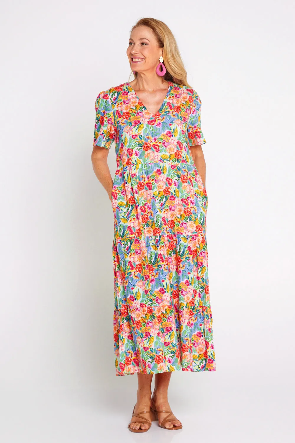 Patrice Cotton & Linen Dress - Bright Floral