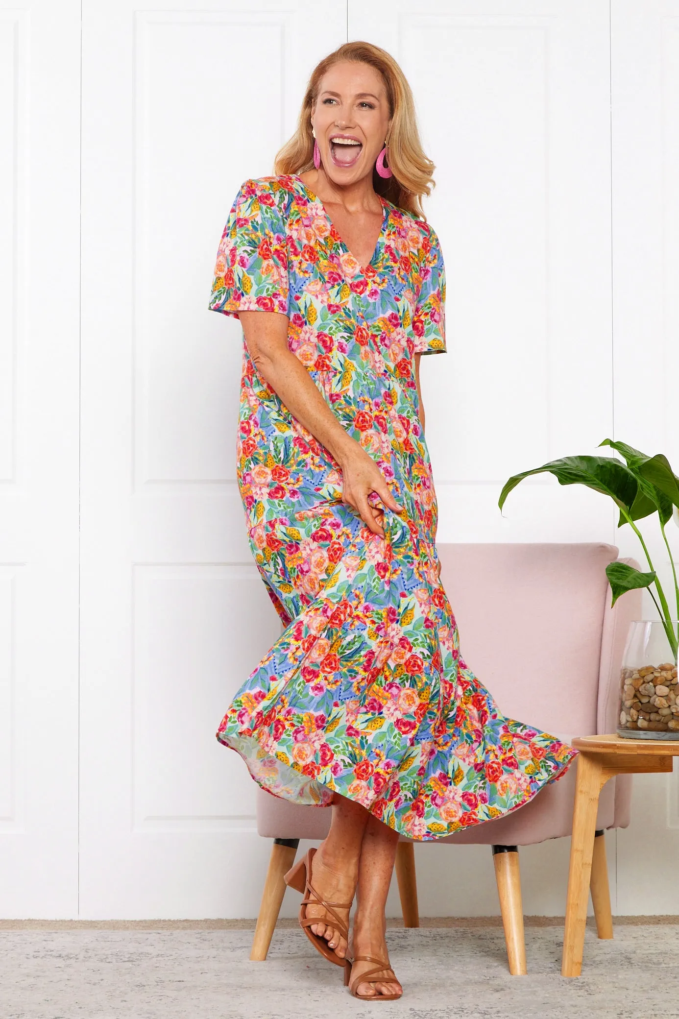 Patrice Cotton & Linen Dress - Bright Floral