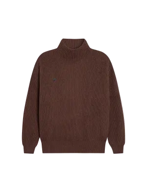 Recycled Cashmere Funnel-Neck Sweater—chestnut brown