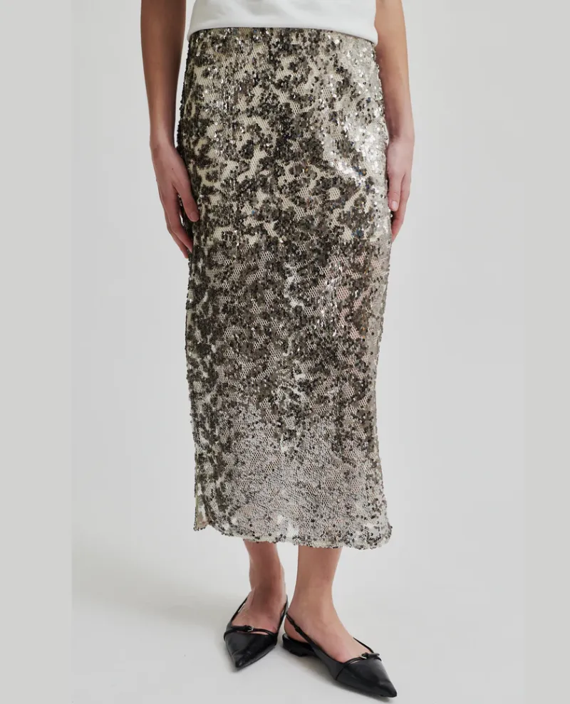 Second Female Pailey Silver Midi Skirt