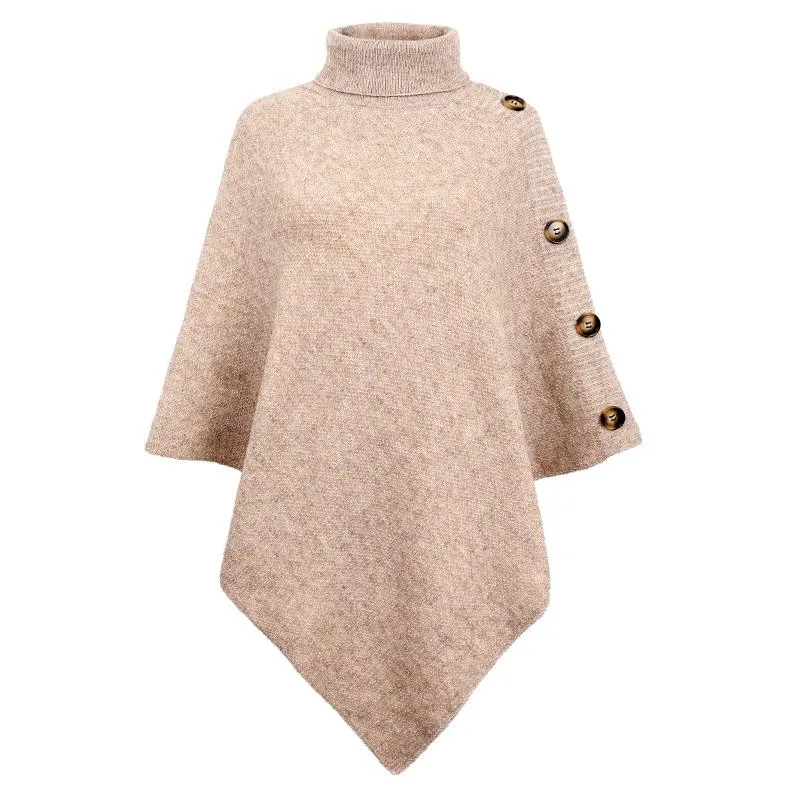 Shawl cloak sweater solid color high neck cross-border sweater coat