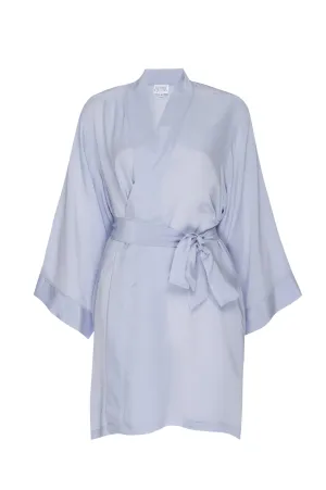 Silk Charmeuse Short Robe: Ice Blue