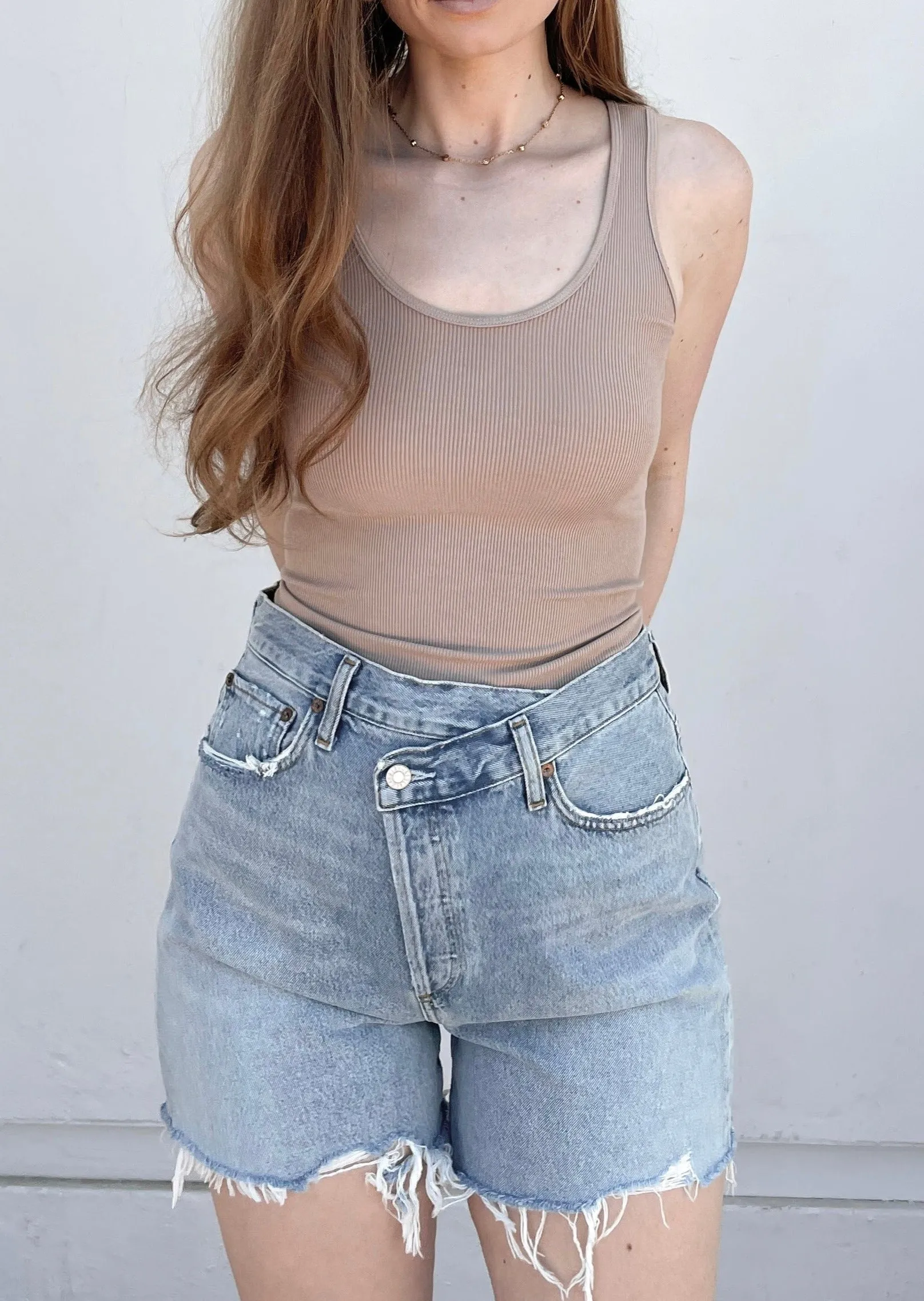 Stretch Silk Knit Tank - Oat Milk