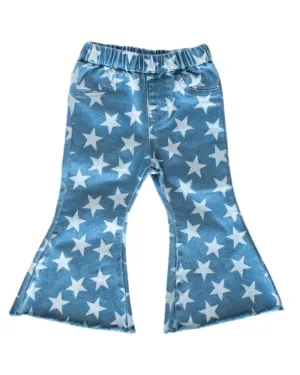 Sutton Starstruck Denim Bell Bottoms - Blue & White