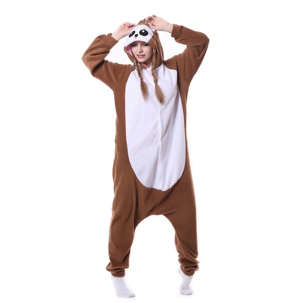 Unisex Animal Adult Monkey Papio Onesie Kigurumi Pajamas Fleece Cartoon Halloween Family Party Halloween Outfit