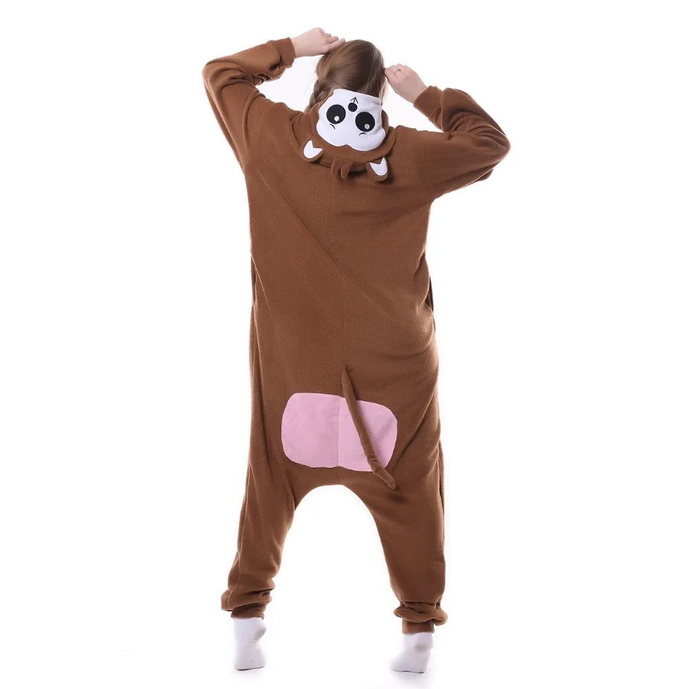 Unisex Animal Adult Monkey Papio Onesie Kigurumi Pajamas Fleece Cartoon Halloween Family Party Halloween Outfit