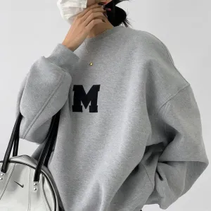 Women's Embroidered Compound Round Neck Sweatshirt Women Loose