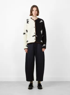 Black & White Wool & Mohair Blotched Cardigan