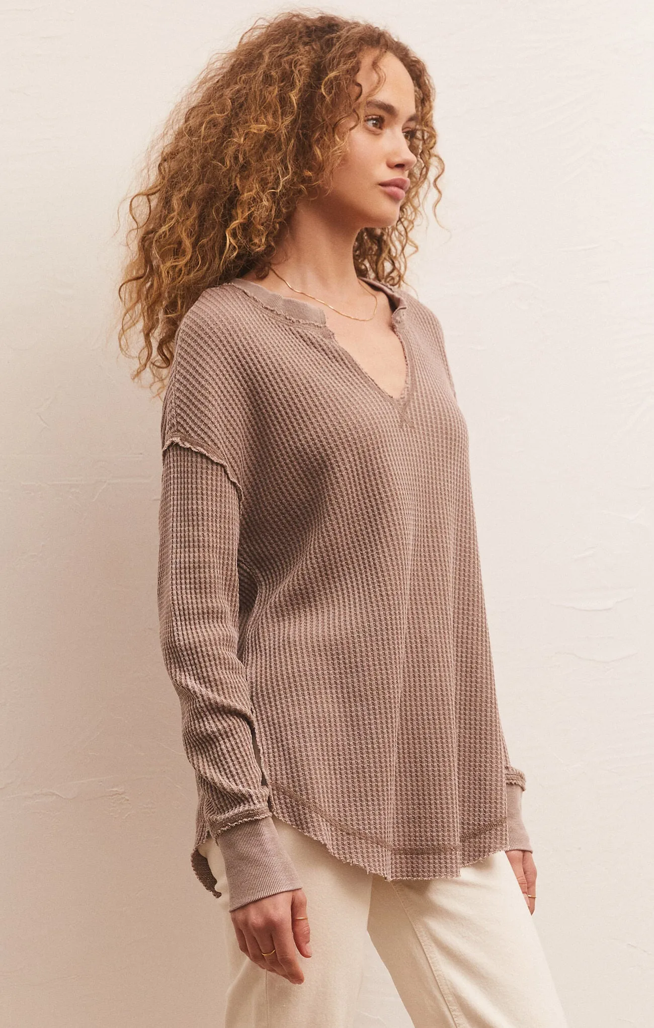 Z Supply Driftwood Thermal Top - Milkshake